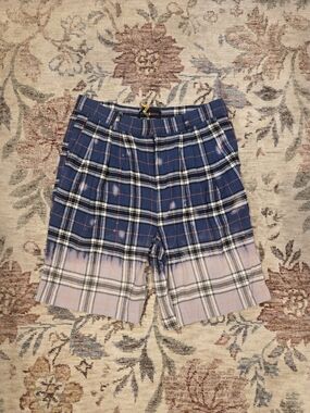 Teddy Fresh Blue Plaid Shorts with Faded Pink Dip-Dye NWT